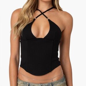 Black Halter Corset Top - Women